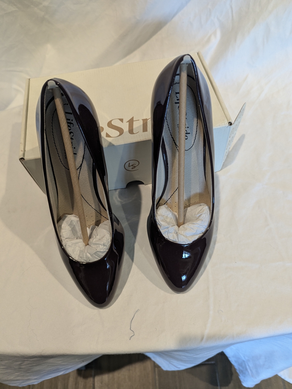 Life Stride Women's Patent Pointed-Toe Pumps - Deep Burgundy